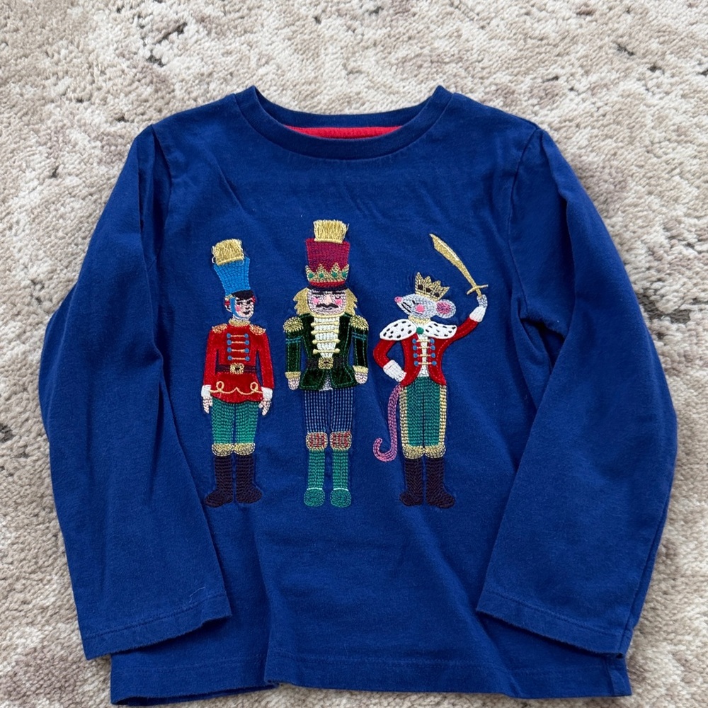 Mini Boden Blue Nutcracker Long Sleeve Tee